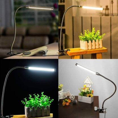 USB Clip On Desk Lamp Flexible Clamp Reading Light LED Bed Table Bedside Night - Image 9