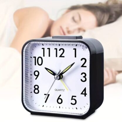 Quartz Alarm Clock With Night Light No Tick Snooze Silent Small Bedside Clock - Image 2