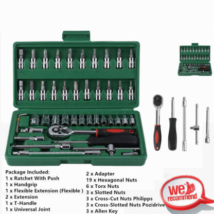 52pc Metric Socket Set Ratchet Torx Wrench Kit 1-4 Drive Repair Tool With Case - Image 8