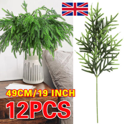 12pc Artificial Norfolk Pine Branches  Pine Needle Branch For Christmas Decor - Image 7