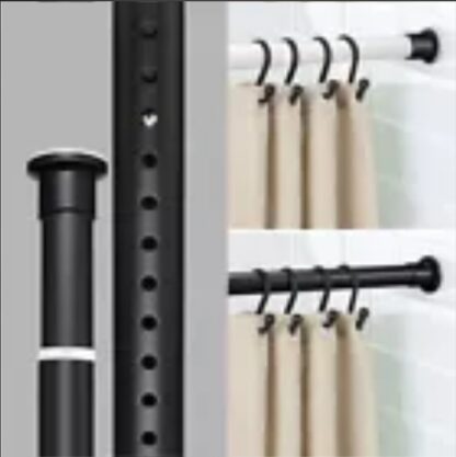 50-410cm Shower Curtain Rail Pole Heavy Duty Extendable Tension Rod No Drilling - Image 4
