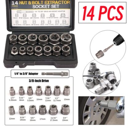 3-8 Locking Wheel Nut Remover Set Stud Bolt Impact Twist Socket Extractor Tool - Image 8