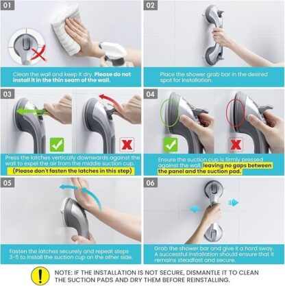 2 X SAFETY SUPPORT HAND RAIL HANDLE BAR GRIP GRAB SUCTION BATH BATHROOM SHOWER - Image 2