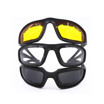 3 Pair Motorcycle Sports Padded Biker Riding Glasses Wind Resistant Sunglasses
