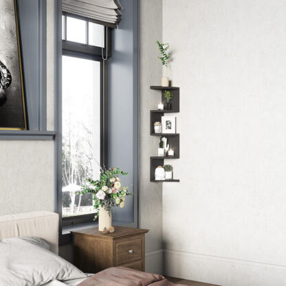 New 5 Tier Floating Wall Shelves Corner Shelf Storage Display Bookcase Unit - Image 6