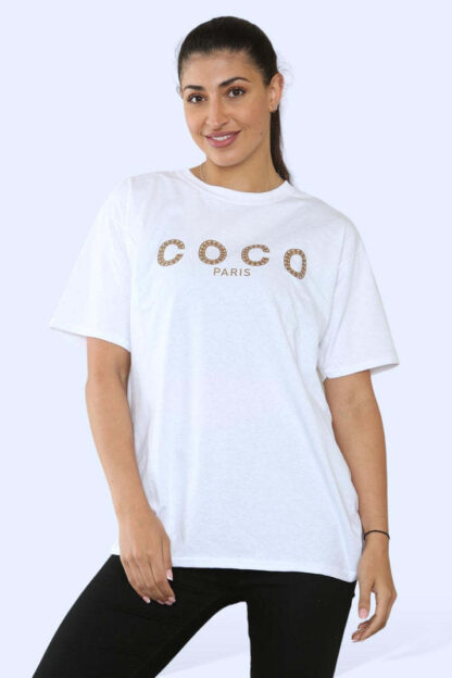 Ladies Coco Paris Printed Short Sleeve T-Shirt Top - Image 2