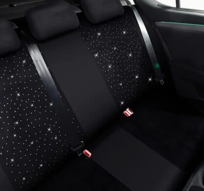 Five-seater Black Rhinestone Car Seat Cover