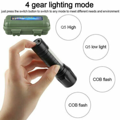 Mini Flashlight LED COB Torch Rechargeable High Lumens Zoomable Adjustable Focus Camping Light 3 Modes For Outdoor Waterproof - Image 3