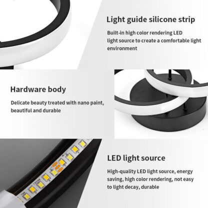Modern LED Ceiling Light Double Round Pendant Lamp Bedroom Lights Ceiling - Image 3