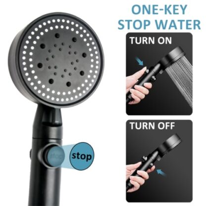 High Pressure Bath Shower Head 5 Mode Large Chrome Handset Heads Water Saving - Image 7