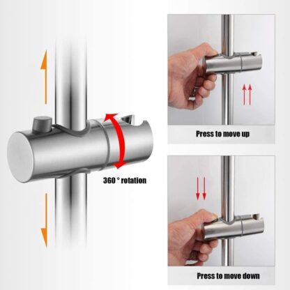 Shower Riser Rail Kit Slider Adjustable Chrome Head Holder Bracket Bathroom Set - Image 7