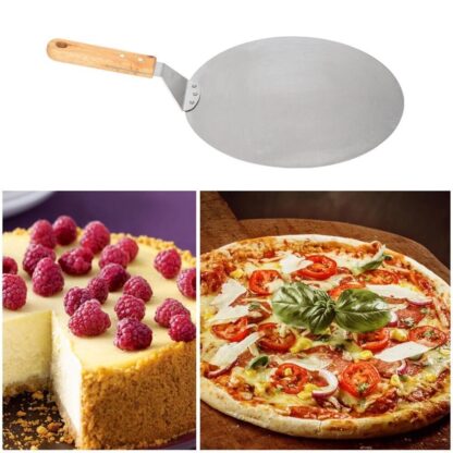 Stainless Steel Pizza Paddle Peel Bakers BBQ Oven Restaurant Tray Wooden Handle - Image 9