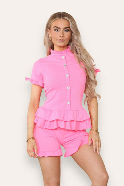 Diamond Frilled Edge Short Co-Ord Set - Image 2