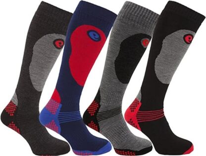 4 Pack Mens Performance Ski Sock Long Thermal Winter Designer Snowboard Socks | eBay UK