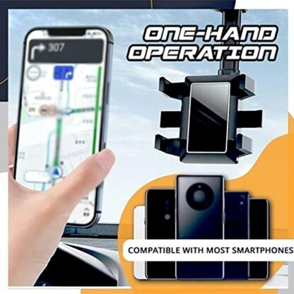 Rotatable And Retractable Car Phone Holder Rearview Mirror UK Stock - Image 2