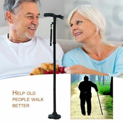 Collapsible Safety LED Walking Stick Adjustable Travel Hiking Cane Trekking Pole - Image 3