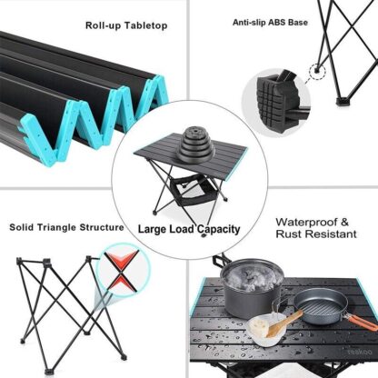 Folding Camping Table Light Weight Portable Aluminium Frame Outdoor Picnic Bag - Image 5