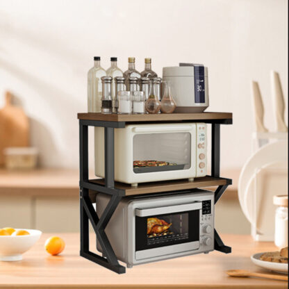 3 Tier Expandable Microwave Oven Rack Stand Storage Holder Kitchen Corner Shelf - Image 5