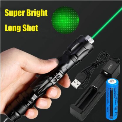 Green Laser Pointer USB Rechargeable Pen LED Flashlight Torch Visible Beam Lazer - Image 4