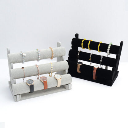 Velvet 3 Tier Jewellery Display Stand Organizer Detachable Bracelet Watch Holder - Image 5