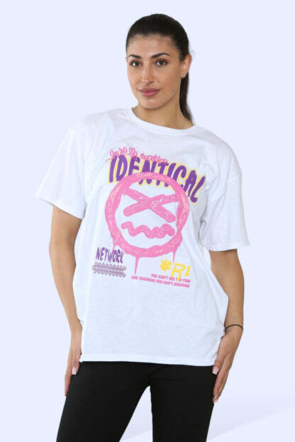 Ladies Identical Printed Short Sleeve T-Shirt Top - Image 3