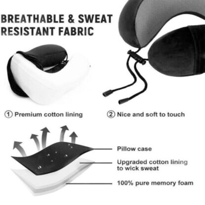 Memory Foam Travel Pillow Neck Support Cushion Without Carry Bag Ear Plugs Mask - Image 10