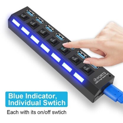 USB HUB 7 Port High Speed 3.0 USB Multi Splitter Desktop PC Laptop Adapter 5Gbps - Image 9