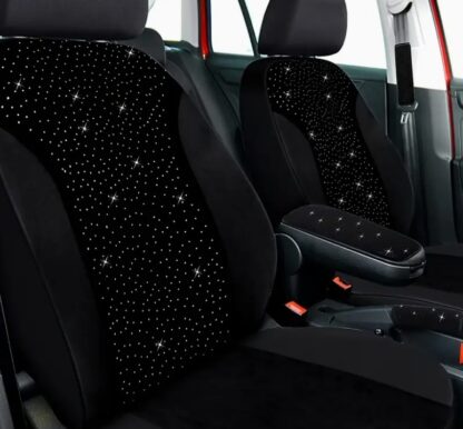 Five-seater Black Rhinestone Car Seat Cover - Image 4
