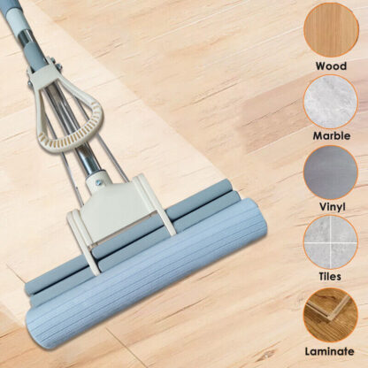 Sponge Mop Super Absorbent Squeegee Floor Mop Cleaning Telescopic Handle Head - Image 2