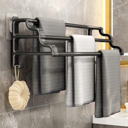 3 Tier Towel Rail Rack Holder Wall Mounted Bathroom Kitchen Hanger Shelf UK - Image 2