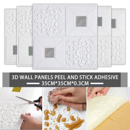 10Pcs 3D Tile Brick Wall Sticker Soft Self-adhesive Waterproof Foam Panel Decal - Image 7