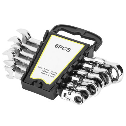 6Pcs Flexible Head Multi Functional Ratchet Conination Spanner Wrench 8-17mm Repair Tools Set - Image 9