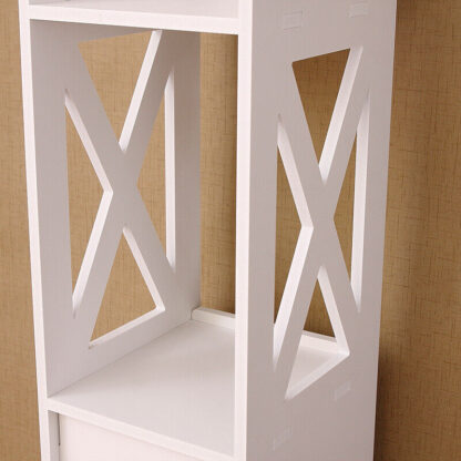 4 Tiers Modern Bathroom Furniture Cabinet Wood Slim Shelf Cupboard Storage Unit. - Image 6