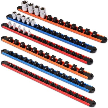 6pc Socket Organizer Mountable Sliding Holder Rail Rack Tool Storage - Image 5