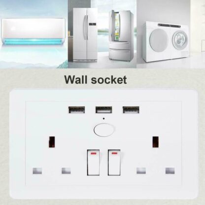 Double Wall Plug Socket 2 Gang 13A W 2 Charger USB Outlets Flat  UK - Image 8