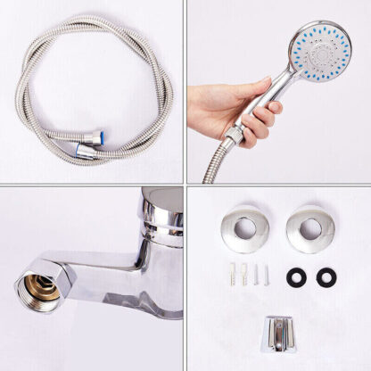 Luxury Bathroom Chrome Sink Bath Filler Tap Shower Mixer Taps With Hand Held Set - Image 2