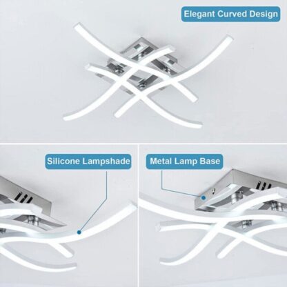 Ceiling Light 4 Wave Lights Modern Kitchen Living Room Bedroom Lamp LED Dimmable - Image 8