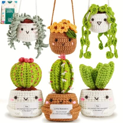 Crochet Kit  Crochet Kit For Beginners Emotional Support Succulent Crochet & Knitting Kit With Step By Step Video Lessons  6pcs Succulent Crochet Kit With Crochet Accessories - Image 4