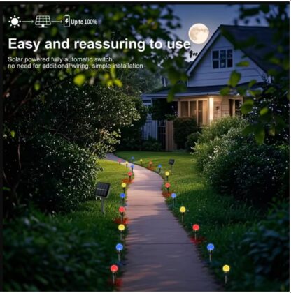 Solar LED Stake Lights Multi Coloured 20 Ball Garden Path Lighting Patio Outdoor - Image 7
