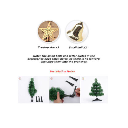 60 Long Tabletop Artificial Small Mini Christmas Tree W  LED Lights Ornament - Image 3