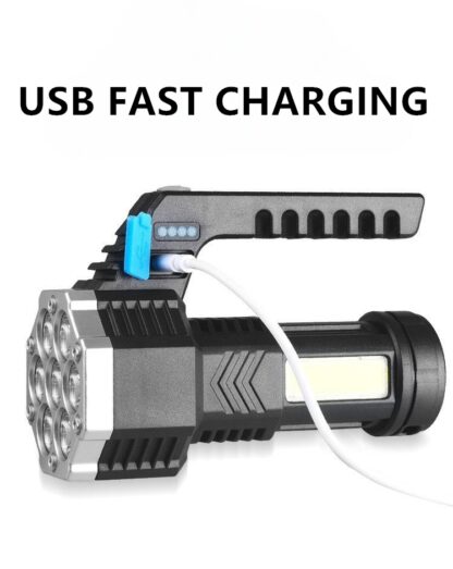 7 LED Flashlight COB Torch Rechargeable Side Light USB Charging 4 Modes Waterproof Work Light - Image 4