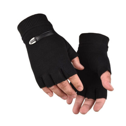 Mens Fingerless Gloves Magic Half Finger Winter Typing Touch Thermal Gloves Gift - Image 4