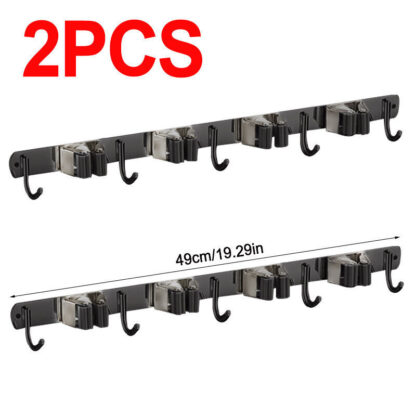 2PCS Wall Mounted Mop Brush Broom Organizer Hanger Holder Storage Rack Tool UK - Image 10