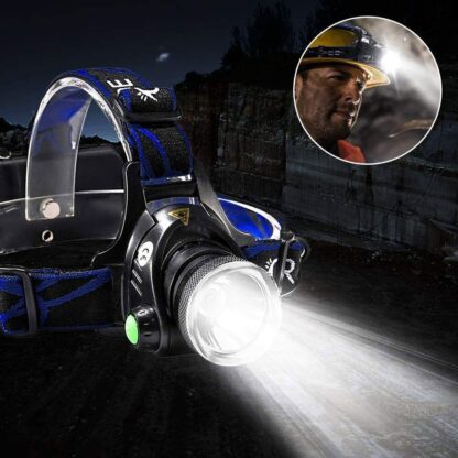 LED Headlamp Rechargeable Head Torch Zoom Headlight Super Bright Flashlight 3 Modes Work Light With 2 Li-ion Batteries 2 Charger - Image 8