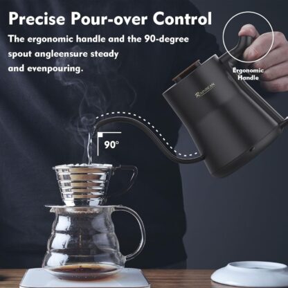 Gooseneck Electric Kettle, Pour Over Coffee Kettle Hot Water Tea Kettle,Stainless Steel Inner With Leak Proof Design,Rapid Heating, Auto Shutoff - Image 4