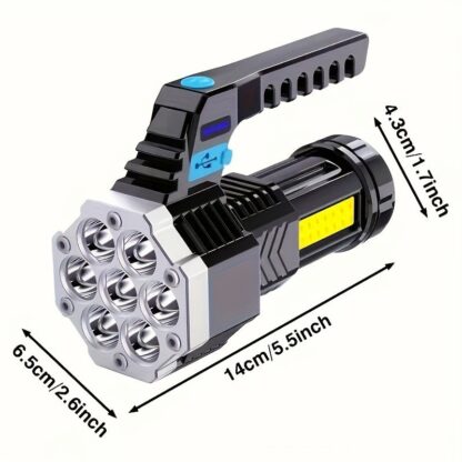 7 LED Flashlight COB Torch Rechargeable Side Light USB Charging 4 Modes Waterproof Work Light - Image 2