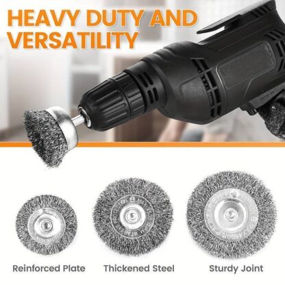 6Pcs Brush Drill Attachment Bit Kit  Wire Cleaning Wheel For Cleaning Rust UK - Image 2