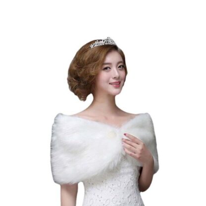 FAUX FUR BRIDAL WEDDING CAPE SHAWLBRIDESMAID STOLE WRAP SHRUG CAPELET BOLERO - Image 5