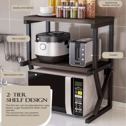 2 3 Tier Microwave Oven Rack Stand Storage Holder Kitchen Corner Shelf Black - Image 4