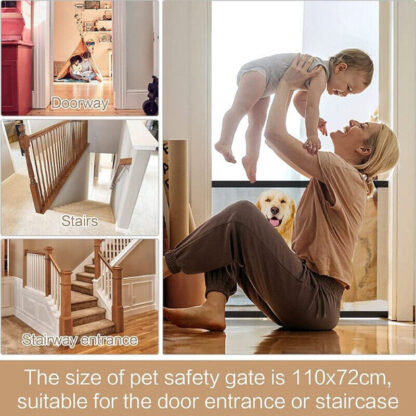 Pet Isolation Mesh No Drilling Safety Fences Net Portable Dog Cat Stair Door - Image 10